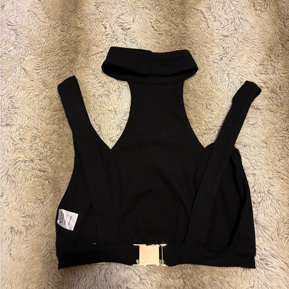 Superdown Tate Cut Out Black XS Cropped Top with Open Back - Picture 6 of 9